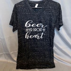 Beer never broke my heart v neck t shirt